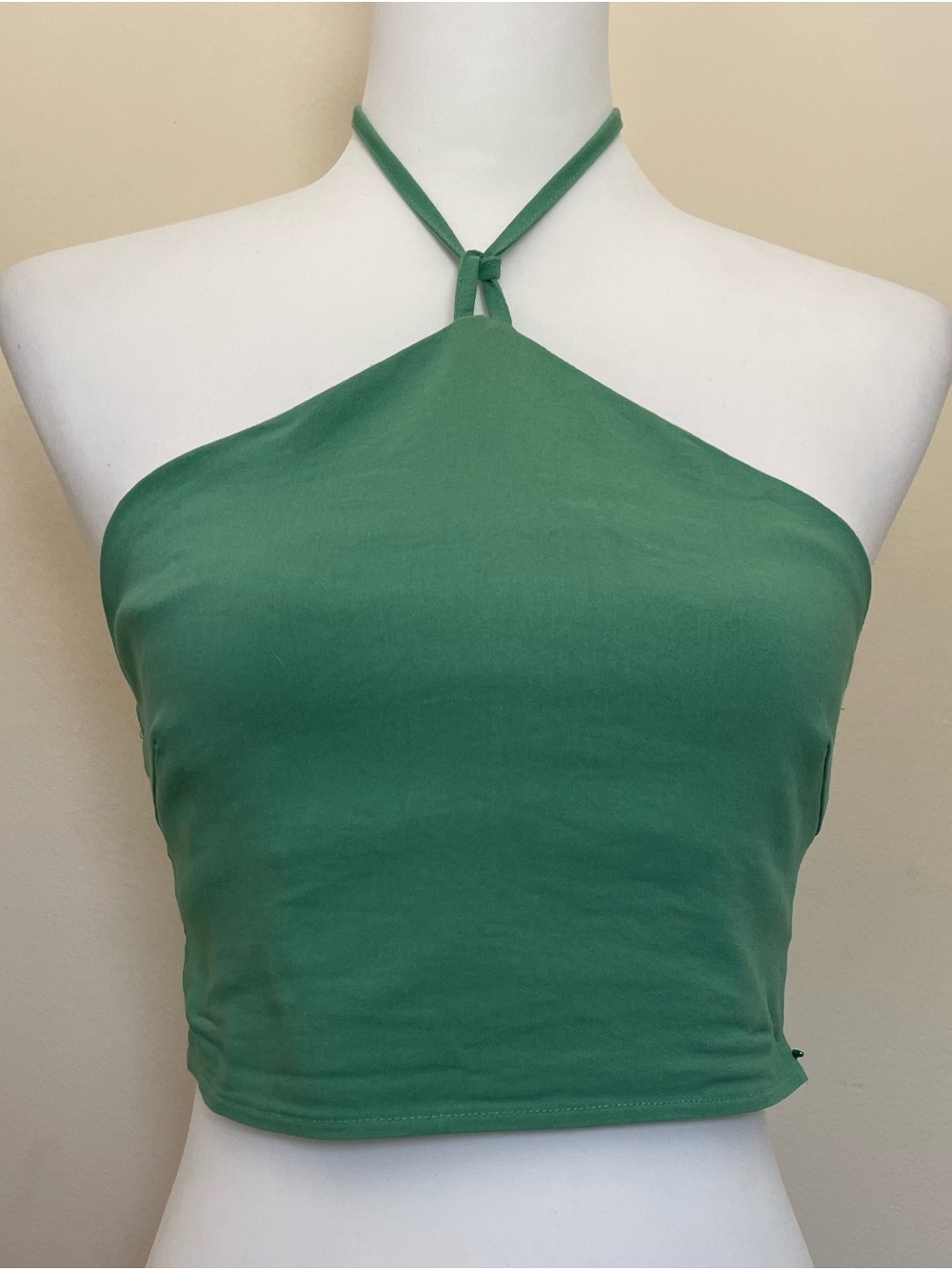 Motel Rocks Green Halter Crop Top w/Side Zipper, Size M